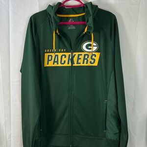 Majestic NFL Green Bay Packers game day ThermaBase full zip up hoodie Size Large